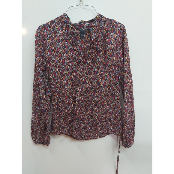 Lucky Brand Wild Life Print Long Sleeve V Neck Shirt Size Small - Picture 1 of 13